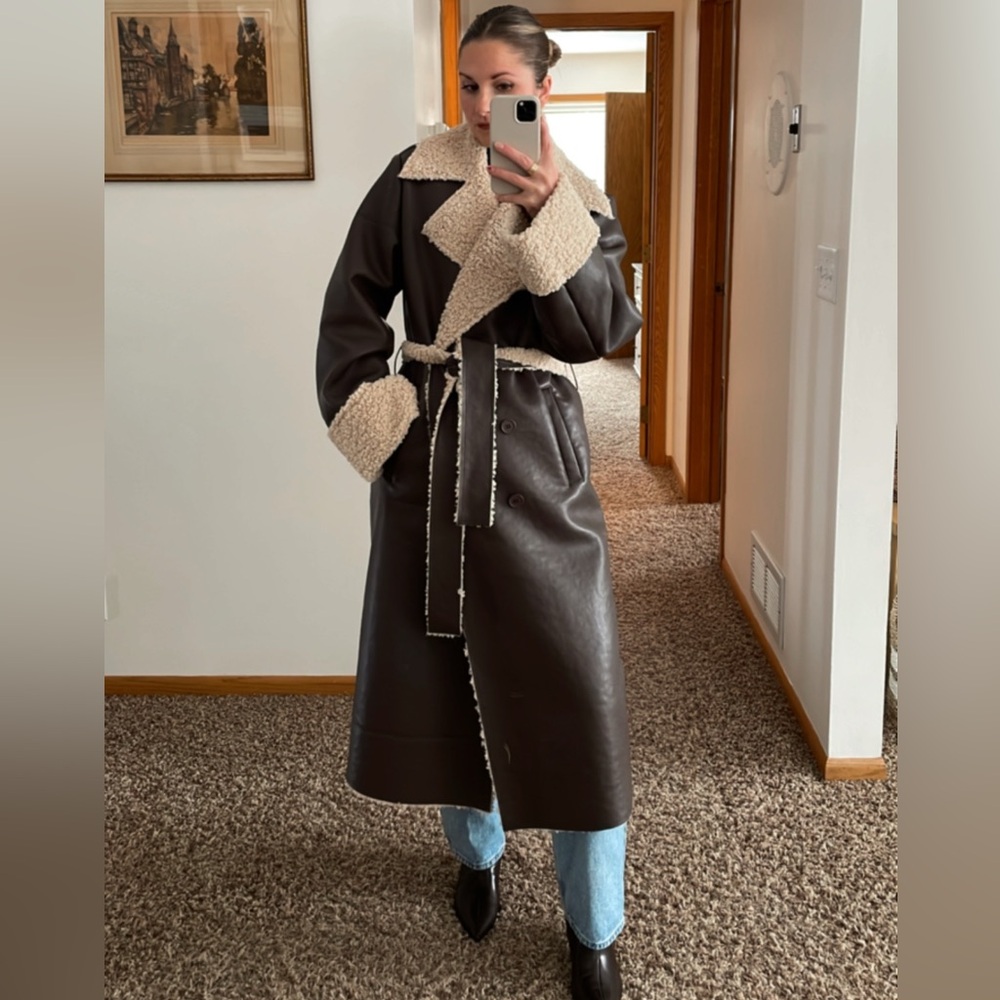 Women's Brown and Cream Coat